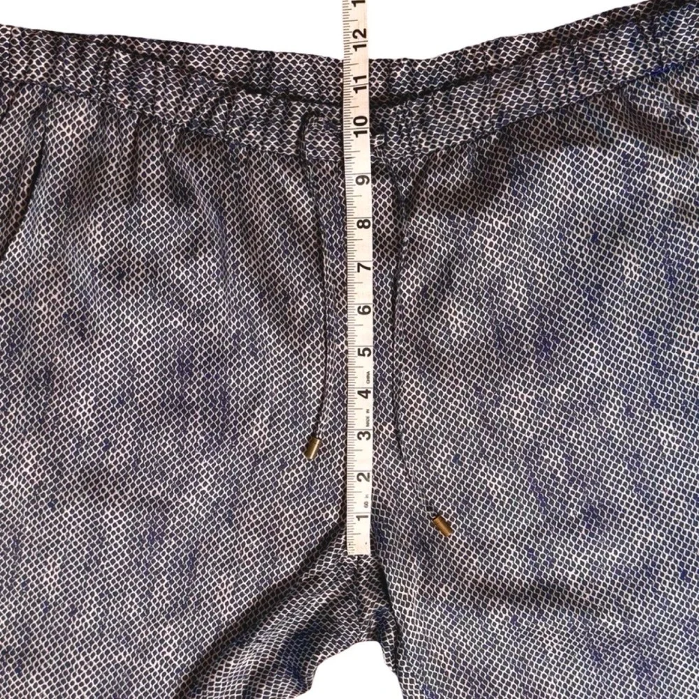 Eileen Fisher Silk Ankle Pants Small Midnight Chainette Print Pull On